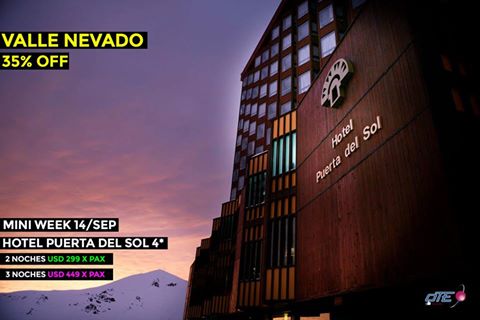 :::VALLE NEVADO 35% OFF:::Hotel Puerta del Sol 4*Promo 14/Septiembre*Alojami…